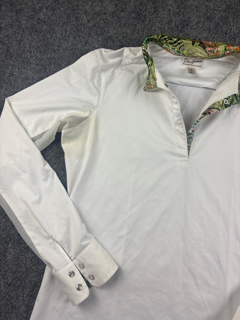 THE TAILORED SPORTSMAN Women’s Equestrian Show Shirt Long Sleeve Green Paisley L - Picture 5 of 8